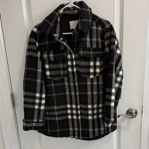 H&M Black and White Plaid Utility Jacket